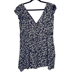 Altar'd State Womens Small Daisy Floral V-Neck Flutter Sleeve Mini Dress Black